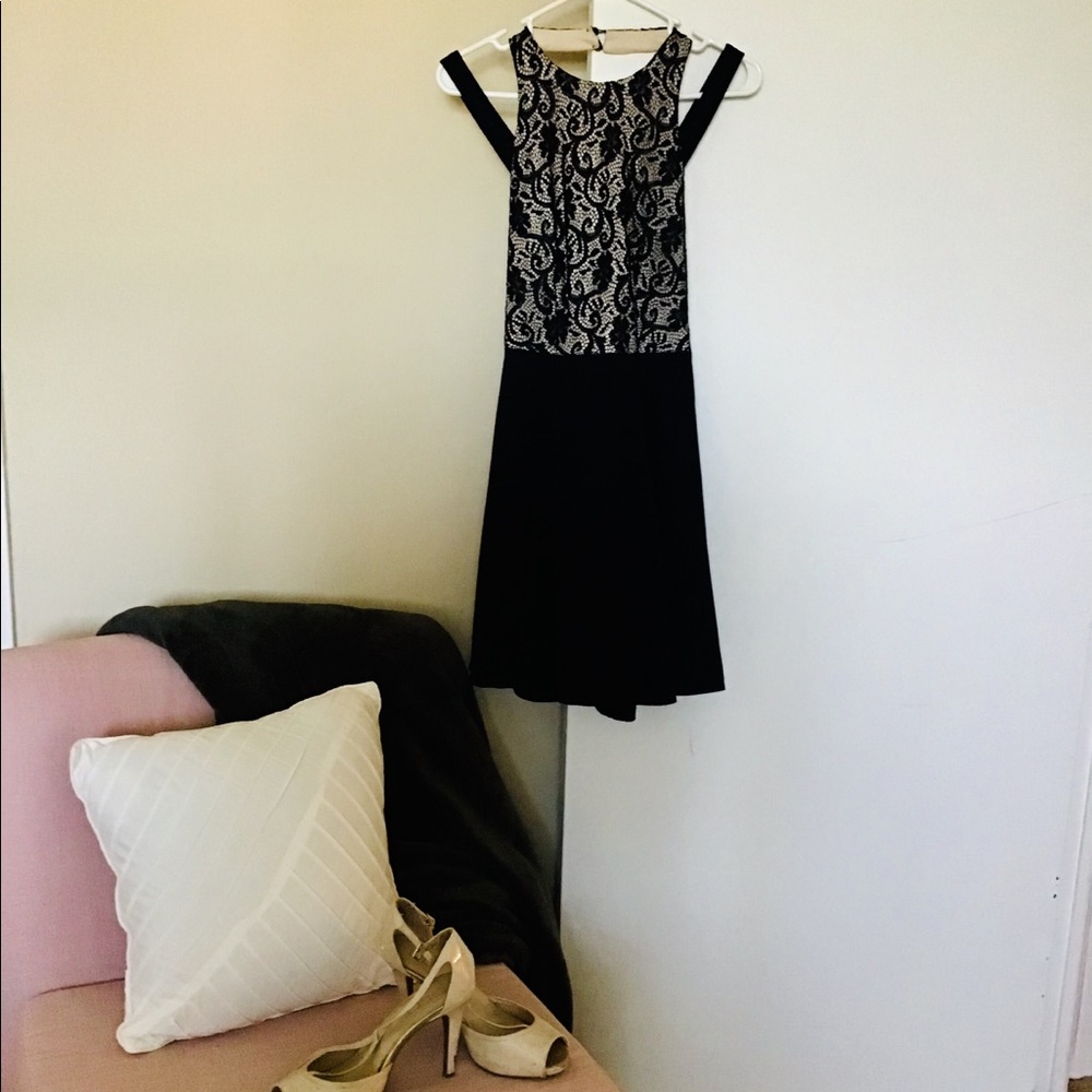 Navy lace bodice dress